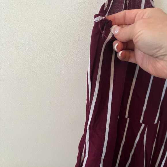 Forever 21 Burgundy & White Striped Jumpsuit - Picture 3 of 6